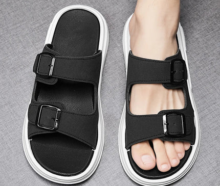 sandales-ouvertes-brides-ajustables-marron-base-blanche