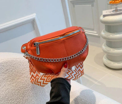 sac-banane-compact-orange-sangle-motifs-geometriques