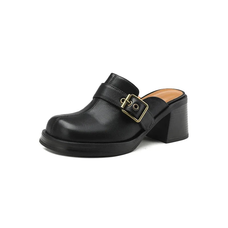 sabot-retro-noir-boucle-metal-vieilli
