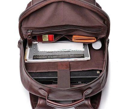 sac-a-dos-structure-marron-fermeture-zippee-grande-poche-frontale