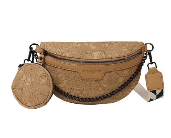 sac-banane-beige-motif-floral-chaine-metal
