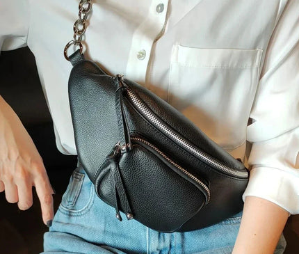 petit-sac-banane-noir-poche-frontale-compact-moderne