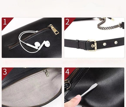 sac-banane-noir-ornement-floral-sangle-reglable