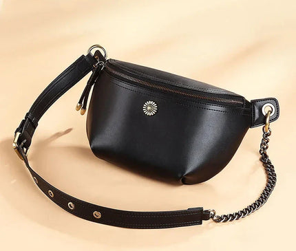 sac-banane-noir-ornement-floral-sangle-reglable