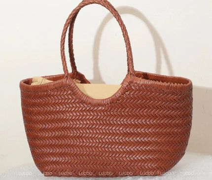 sac-cabas-motif-tresse-marron-trapezoidal