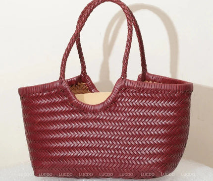 sac-cabas-motif-tresse-marron-trapezoidal