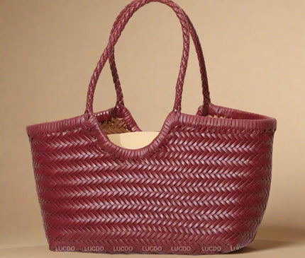 sac-cabas-motif-tresse-marron-trapezoidal