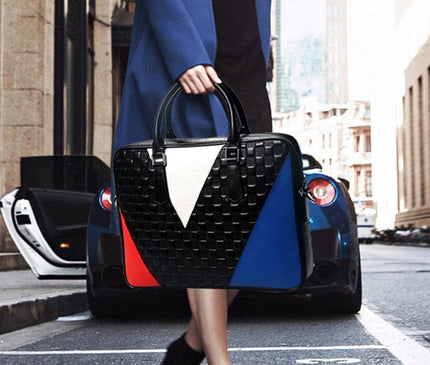 Sac Géométrique Noir avec Motif Tricolore Moderne