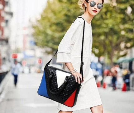 Sac Géométrique Noir avec Motif Tricolore Moderne