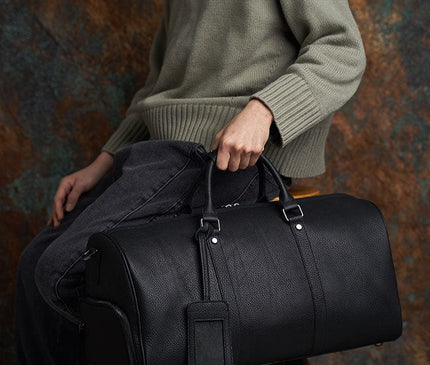 Sac Cylindrique Grainé avec Détails Classiques