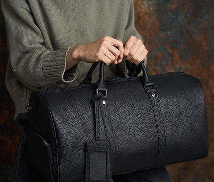 Sac Cylindrique Grainé avec Détails Classiques