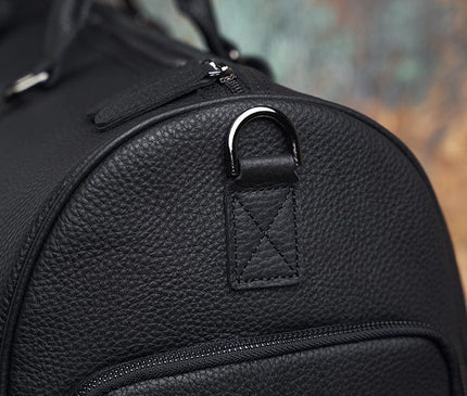 Sac Cylindrique Grainé avec Détails Classiques