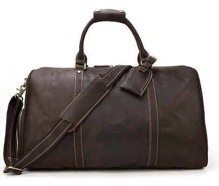 Sac de voyage structuré marron avec compartiment latéral