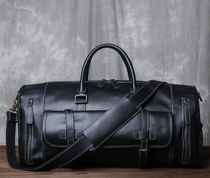 Sac de voyage XXL marron rustique avec poche à boucles
