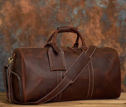 Sac de Voyage Rectangulaire Noir avec Coutures Contrastées