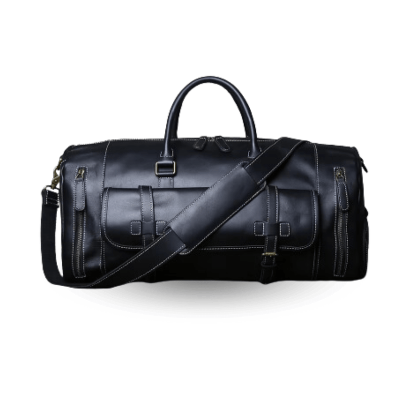Sac de Voyage Noir avec Bandoulière Ajustable et Grandes Poches