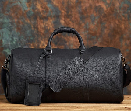 Sac Cylindrique Grainé avec Détails Classiques