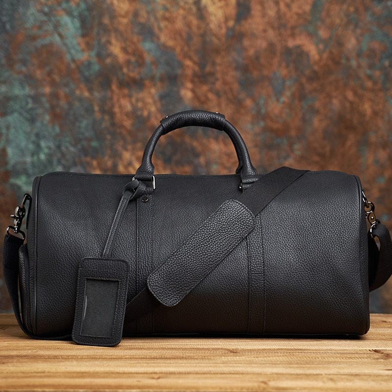 Sac Cylindrique Grainé avec Détails Classiques