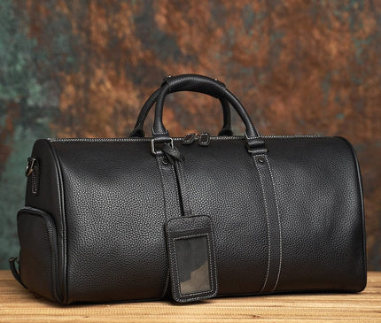 Sac de Voyage Noir Hautement Structuré Avec Bandoulière Amovible