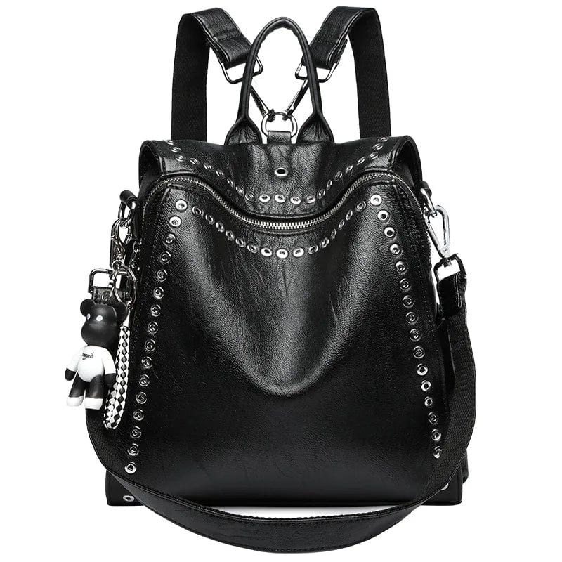 sac-a-dos-urbain-noir-oeillets-metalliques-ourson-decoratif