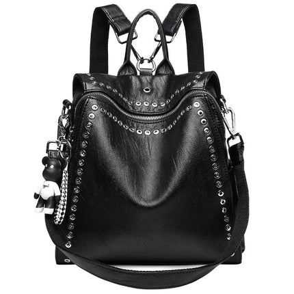sac-a-dos-urbain-noir-oeillets-metalliques-ourson-decoratif