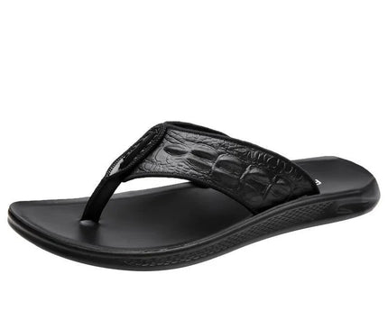 sandale-noire-texturee-motif-crocodile