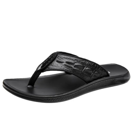 sandale-noire-texturee-motif-crocodile