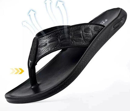 sandale-noire-texturee-motif-crocodile