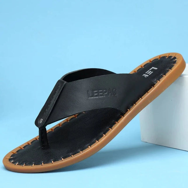sandales-decontractees-homme-bride-noire-semelle-cousue-marron