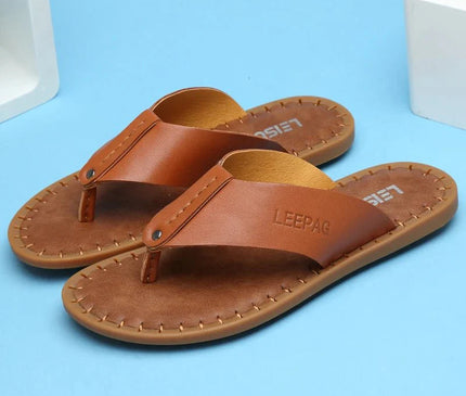sandales-decontractees-homme-bride-noire-semelle-cousue-marron
