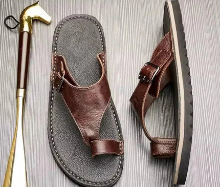 tongs-homme-ergonomiques-bride-marron-boucle-reglable