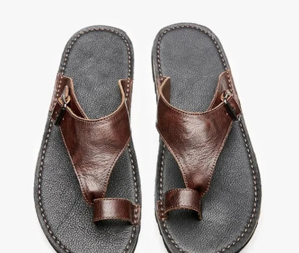tongs-homme-ergonomiques-bride-marron-boucle-reglable