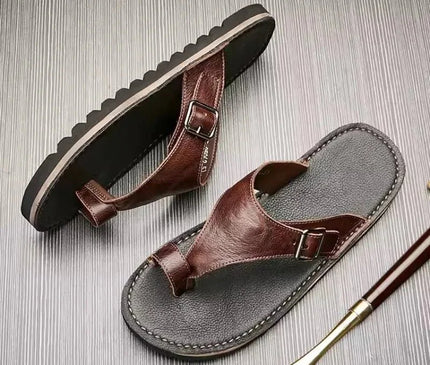 tongs-homme-ergonomiques-bride-marron-boucle-reglable