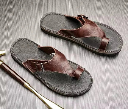 tongs-homme-ergonomiques-bride-marron-boucle-reglable