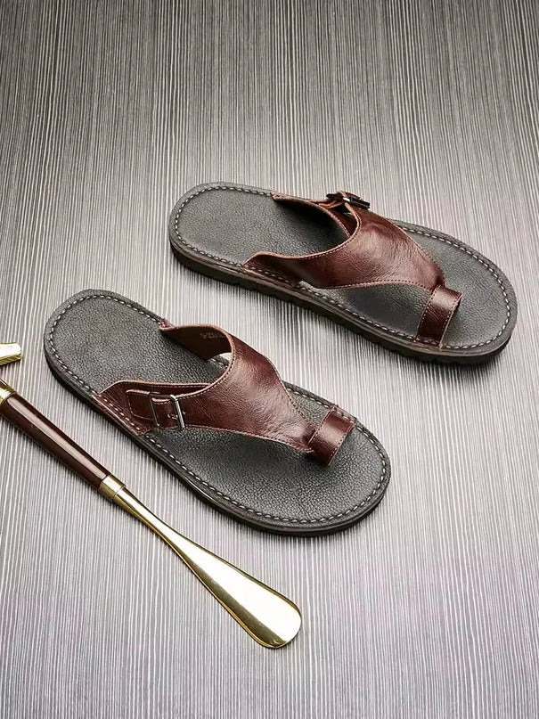 tongs-homme-ergonomiques-bride-marron-boucle-reglable