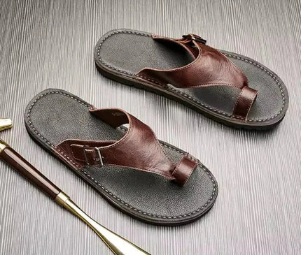 tongs-homme-ergonomiques-bride-marron-boucle-reglable